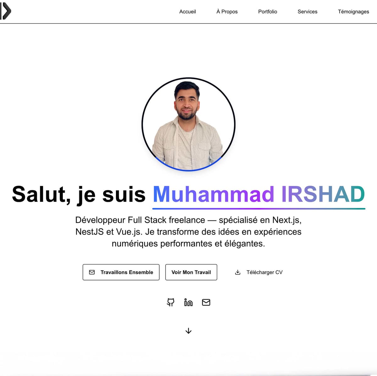 Capture d'écran du projet Développement de Mon Portfolio Personnel